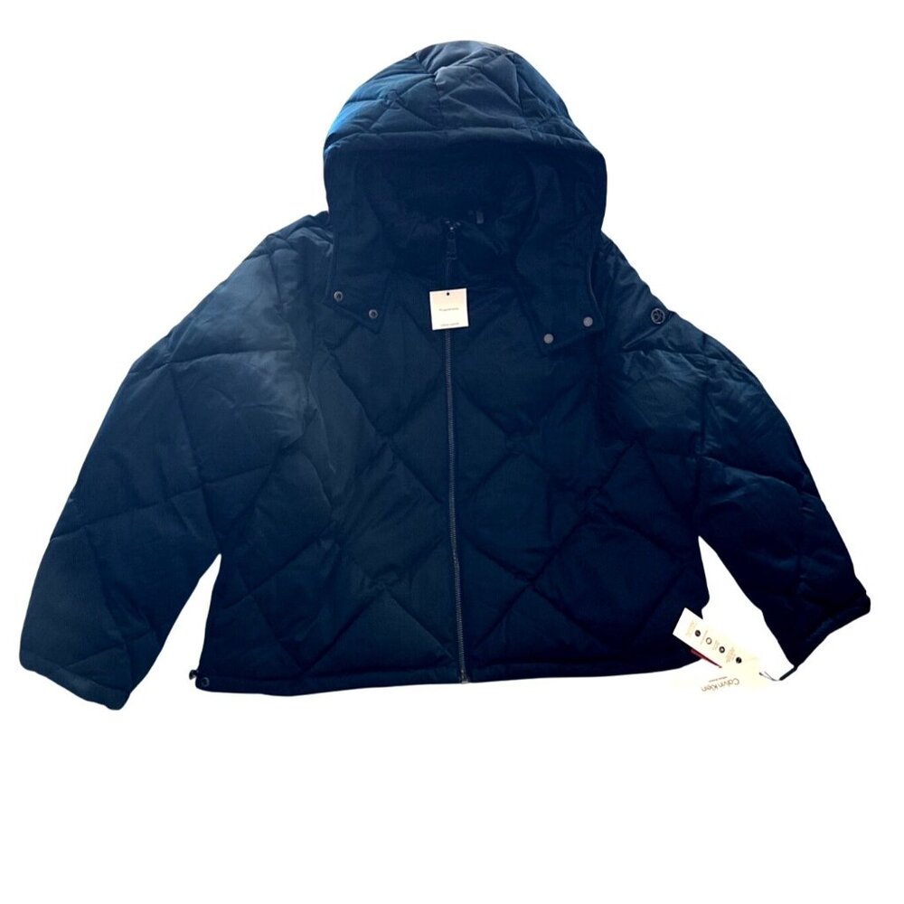 Navy blue double extra large quilted puffer, Calvin Klein jacket NWT, $300 MSRP - Picture 2 of 12